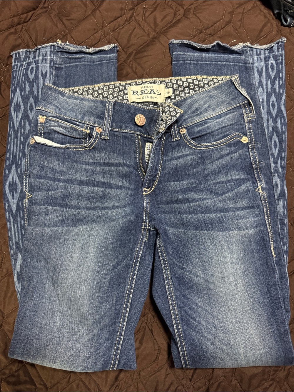 Ariat Women's Skinny Jeans in Medium Blue Wash with Side Pattern